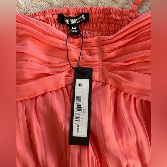 New! Steve Madden Solange Ruched Peplum Camisole Peach Romance True to Size - Picture 10 of 15